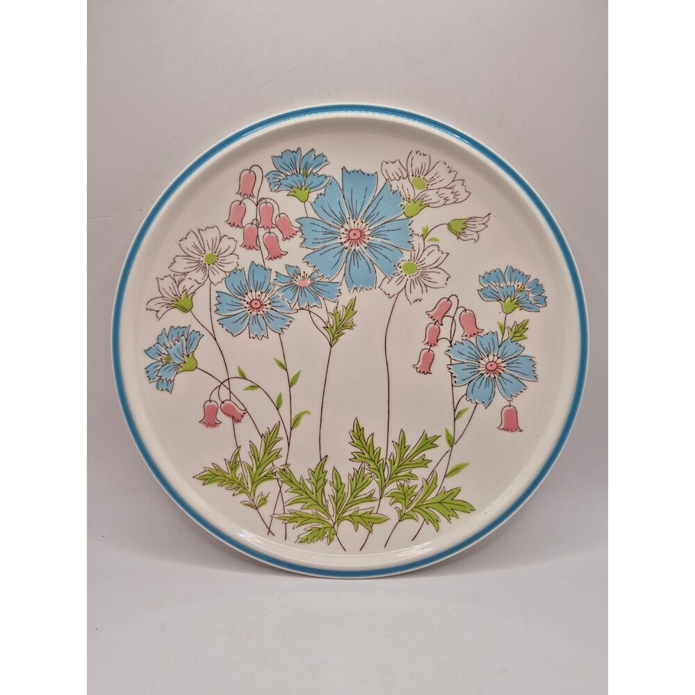 60s Vtg Pastel Flowers Platter PREMIERE COUNTRY Air Round Pink Blue Green